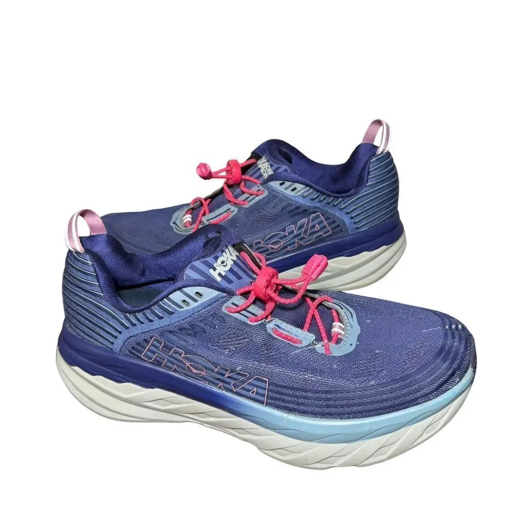 Hoka One One Bondi 6 Navy and Pink Sneakers size 10.5 women’s
